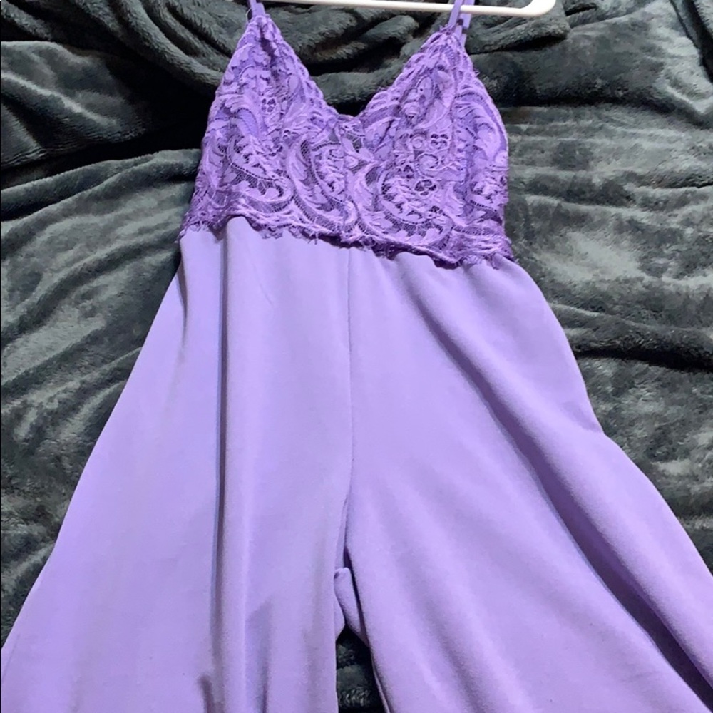 Purple "Roof Top Date Lace Jumpsuit - Lavender "